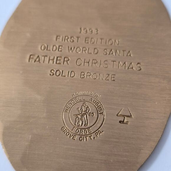 1st Edition Santa 1993 Wendell August Forge Bronze Father Christmas Ornament - Picture 3 of 7